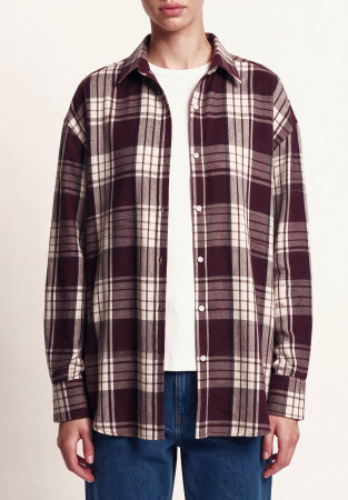 Burgundy oversize checkered shirt