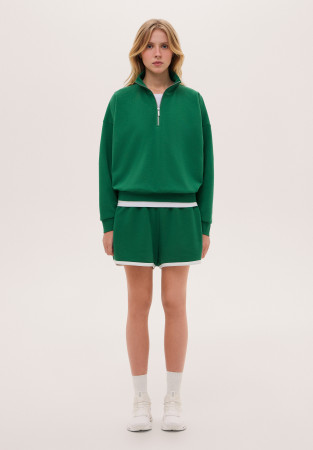 Green color oversize French Terry shorts
