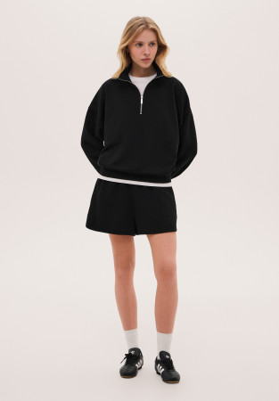 Black color oversize French Terry shorts