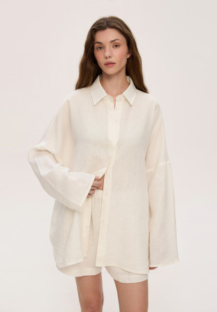 White natural linen shorts 