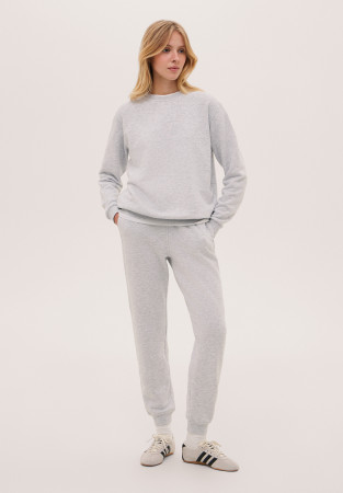 Grey melange color basic French Terry trousers