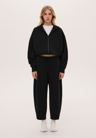 Black color French Terry pleated front trousers