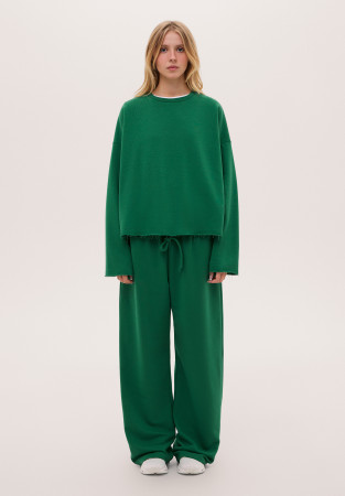 Штаны трикотажные широкие зеленые