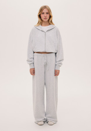 Grey melange color wide French Terry trousers