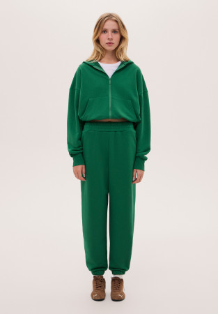 Green color French Terry oversize jogger trousers