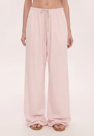 Штани широкі із джерсі рожеві