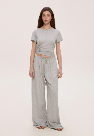 Штани широкі із джерсі сірий меланж