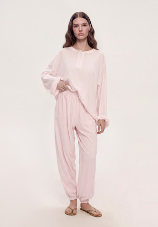 Джоггеры из джерси розовые