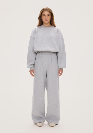 Grey melange fleece-lined trousers