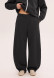Grey melange fleece-lined balloons trousers