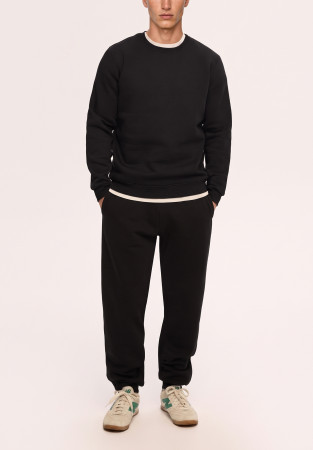  Men's black fleece-lined basic pants
