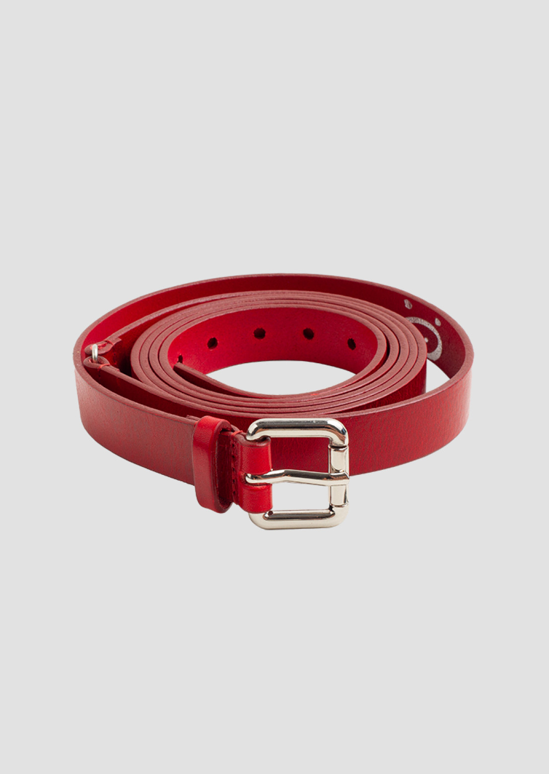 Belt leather long 3 cm red 