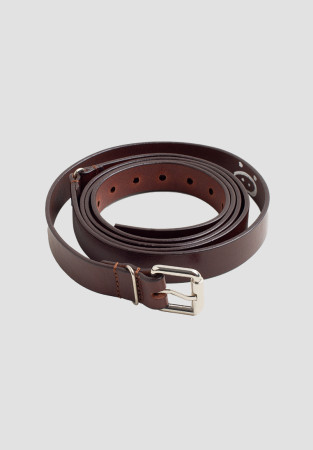 Belt leather long 3 cm dark-brown