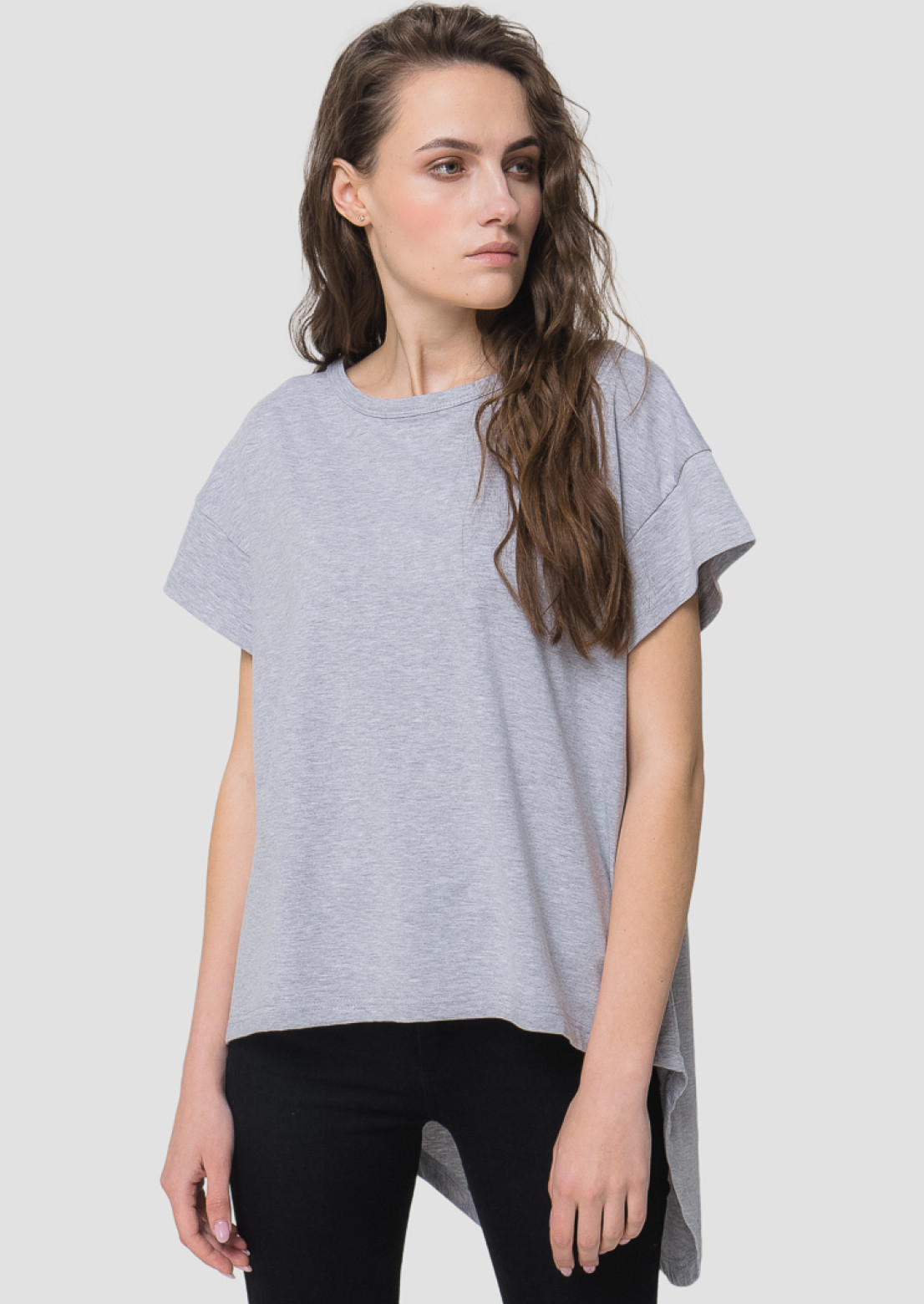 Light grey melange T-shirt with tail