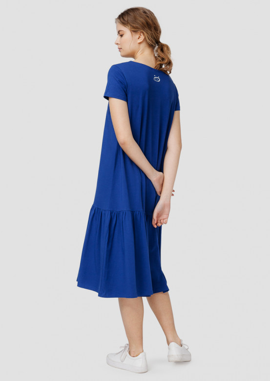 Blue dress with a flounce