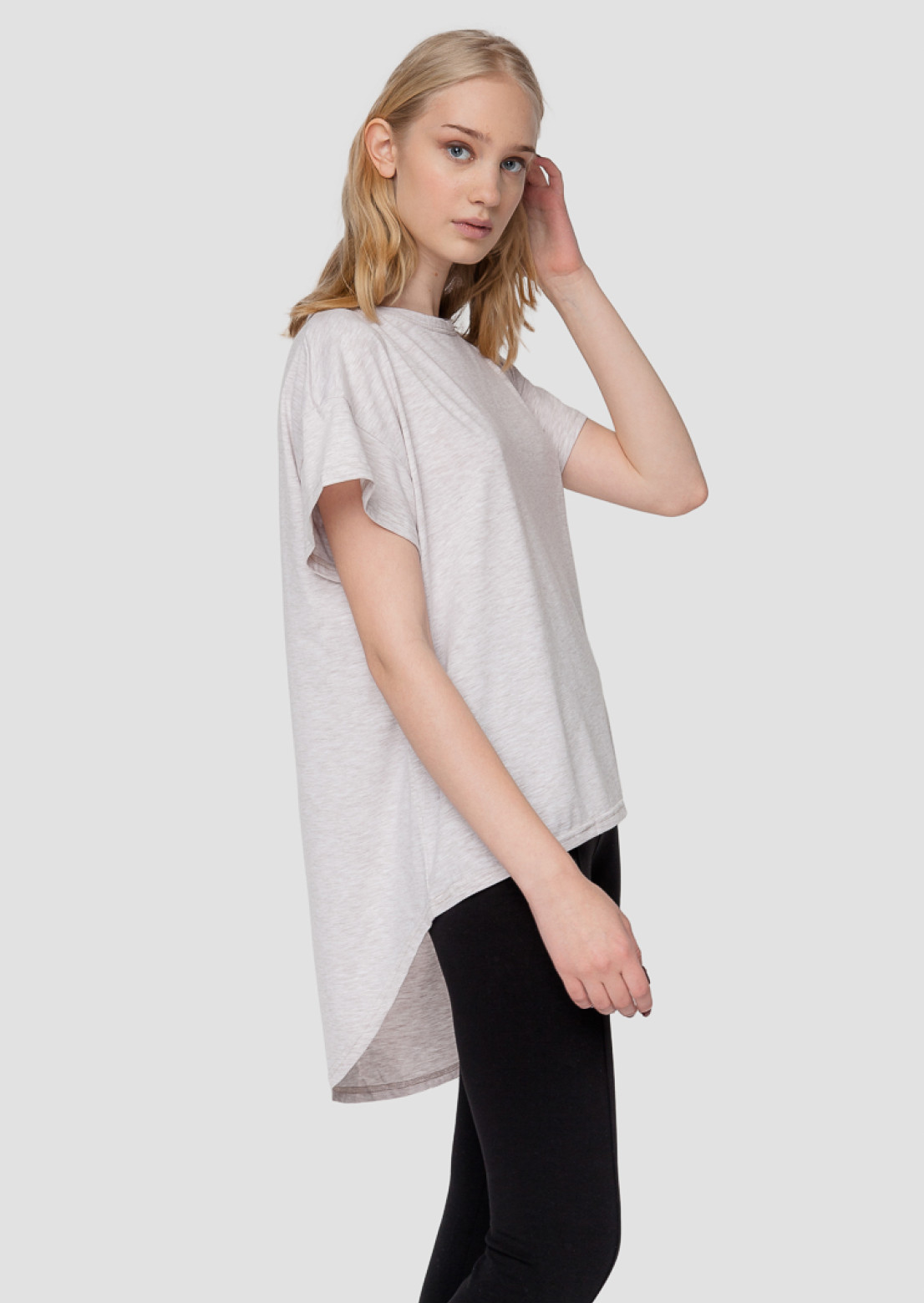 Beige melange T-shirt with tail